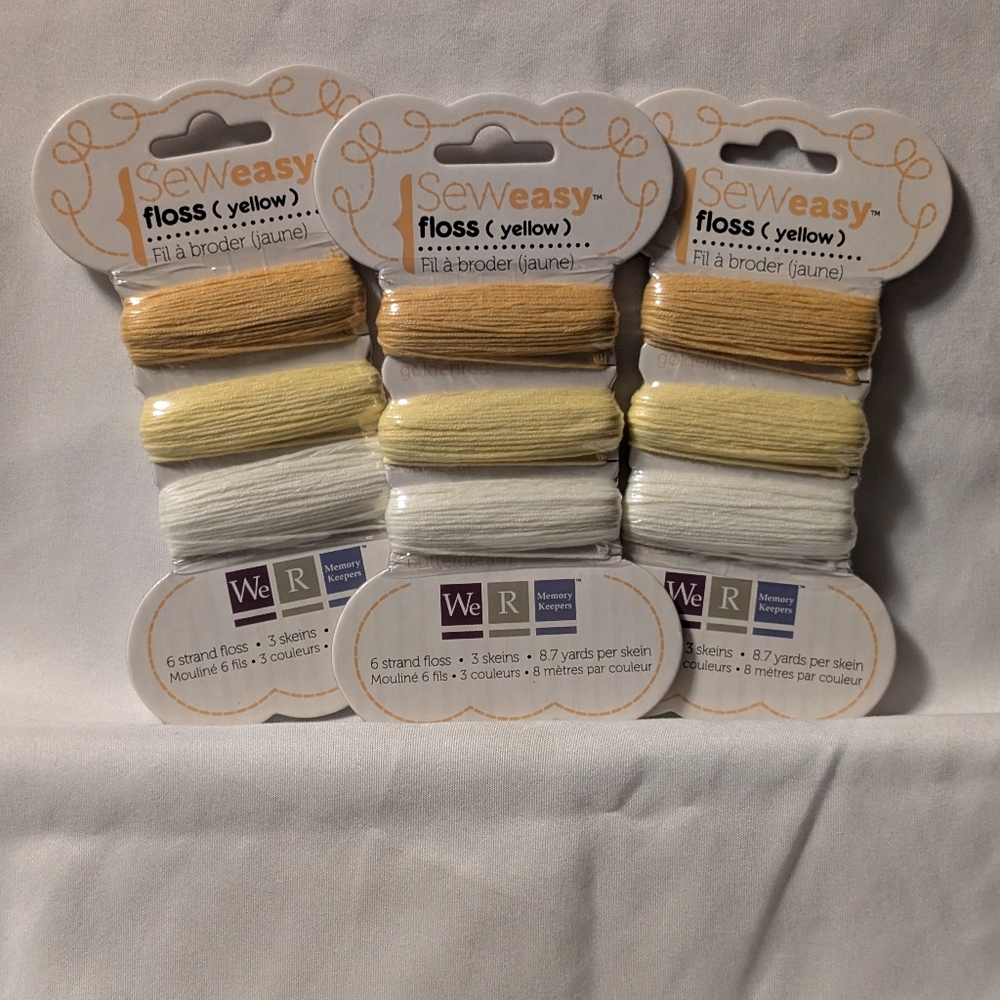 3/$6 Embroidery Floss Set - Yellow, Cream, White